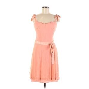 Laundry by Shelli Segal Silk Solid Pink Babydoll Barbie Fairy Cottage Dress Sz 6